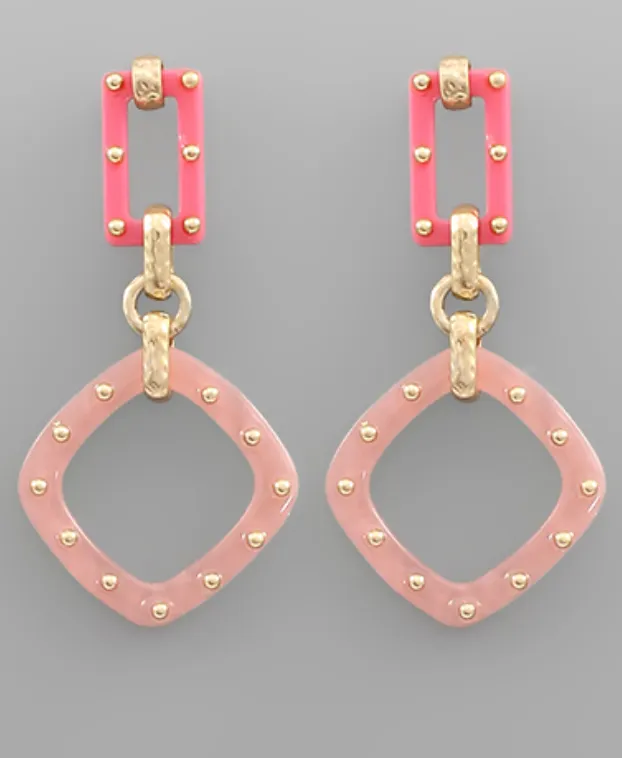 2 Linked Square Earrings