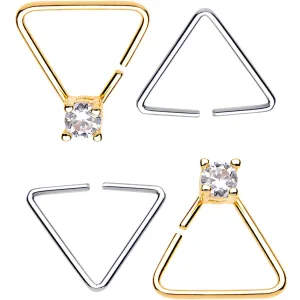 20 Gauge 3/8 Clear Gem Multi Triangle Seamless Ring Set