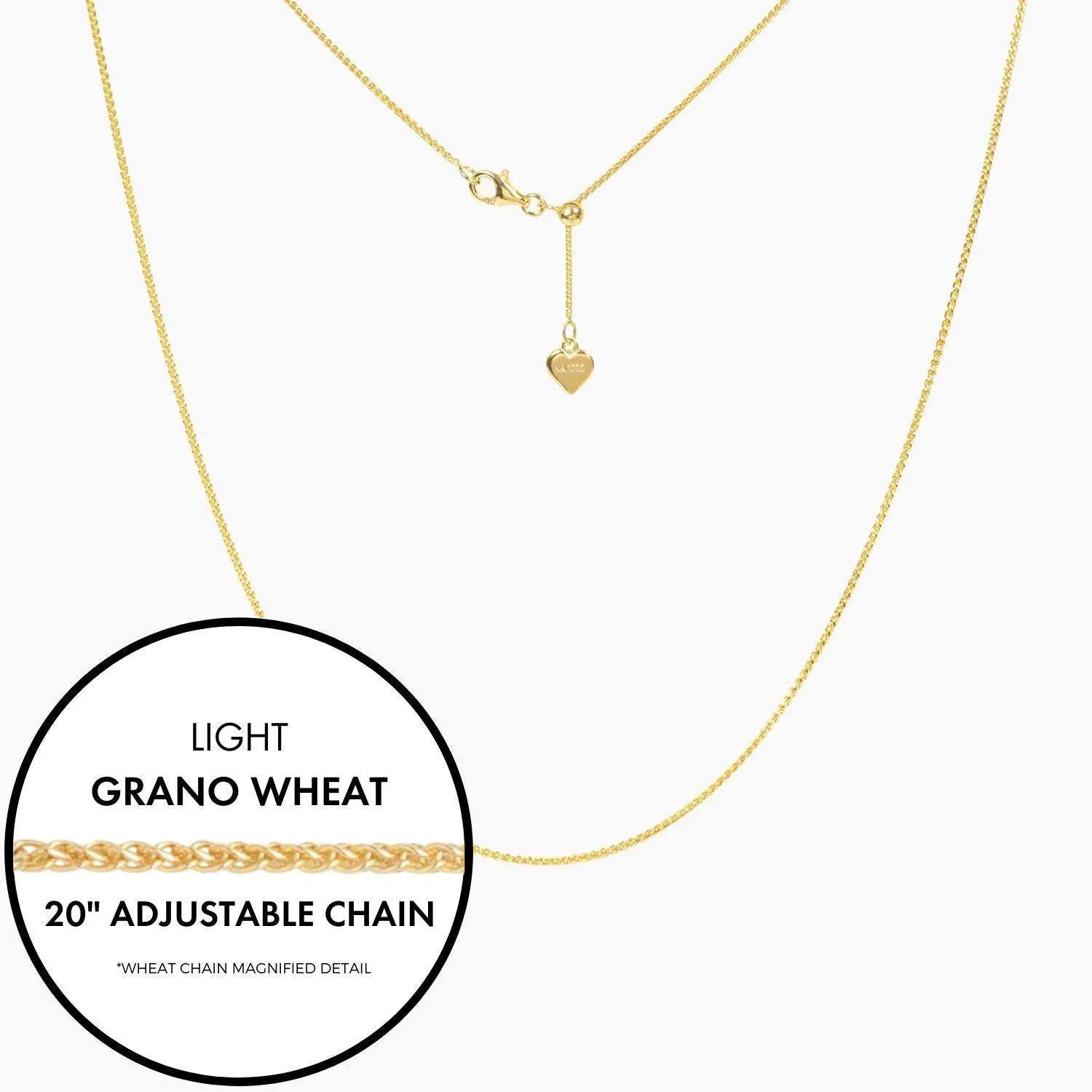 20 Italian Light Grano Wheat Adjustable Chain (Gold)