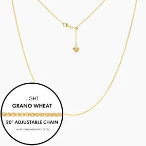 20 Italian Light Grano Wheat Adjustable Chain (Gold)
