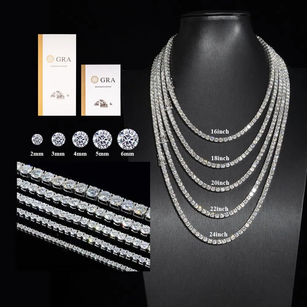 2mm 14k White Gold Tennis Chain – 5.89ct Lab Diamonds | Ready to Ship