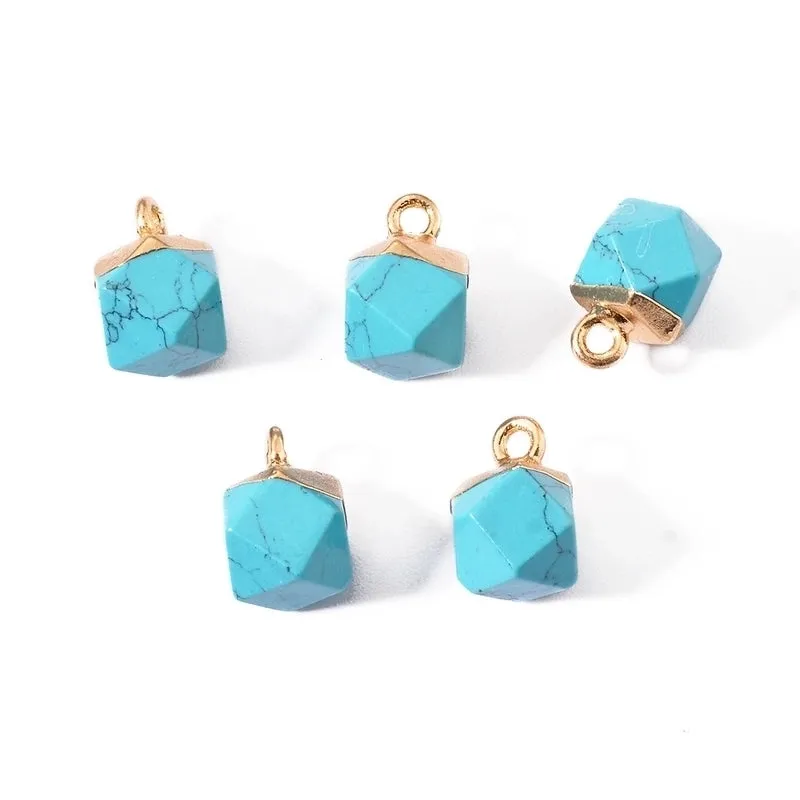 5 Pcs/package Simple Style Geometric Natural Stone Plating Inlay Pendant Jewelry Accessories