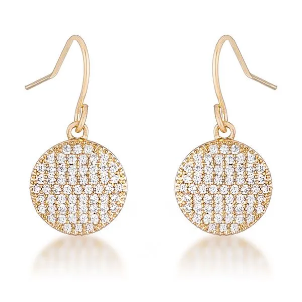 .6 Ct Elegant CZ Gold Plated Disk Earrings