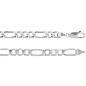 6.0mm Anti-Tarnish Figaro Chain 925 Sterling Silver, 24 Inches