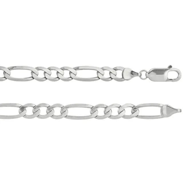 6.0mm Anti-Tarnish Figaro Chain 925 Sterling Silver, 24 Inches