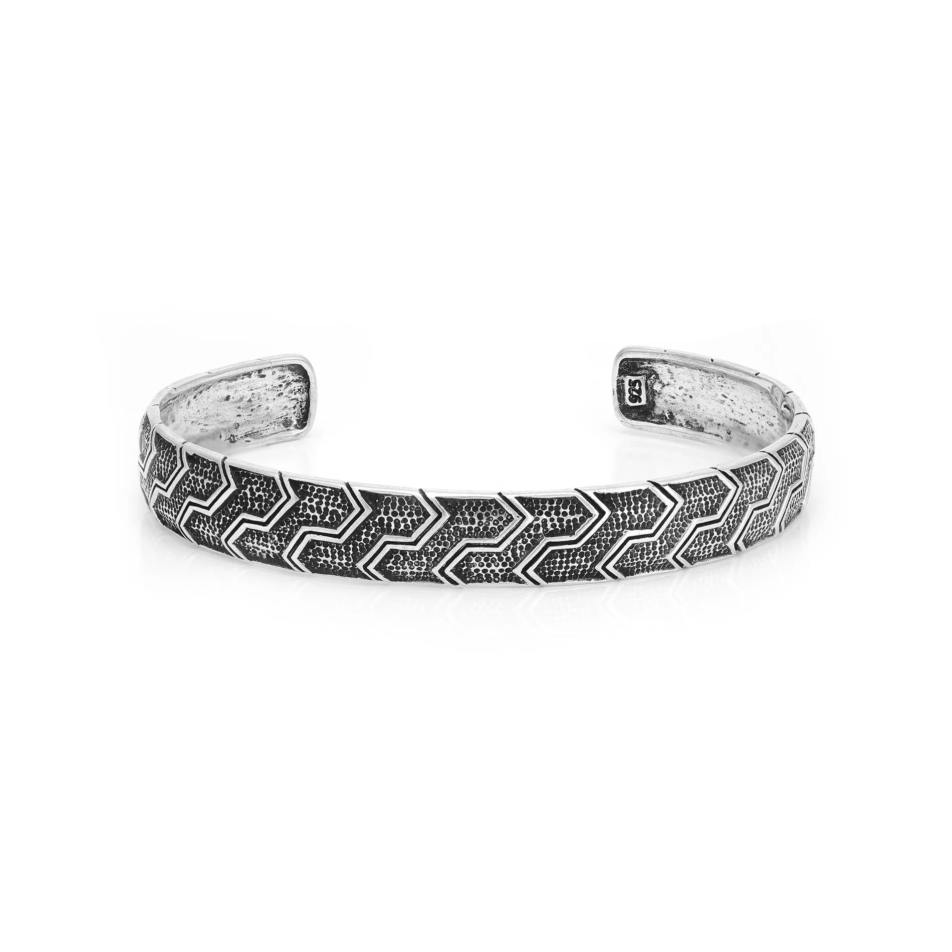 925 Opulent Patterned Sterling Silver Oxidised Cuff