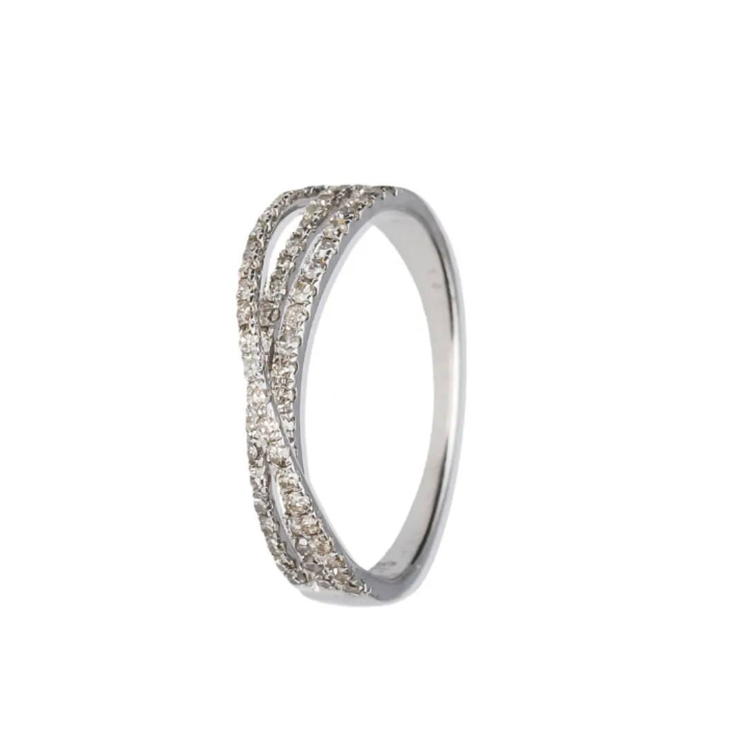 9ct White Gold Cross Over Channel Diamond Ring (0.47ct)