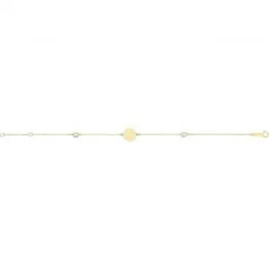 9ct Yellow Gold Round ID Bracelet with Zirconia BR672