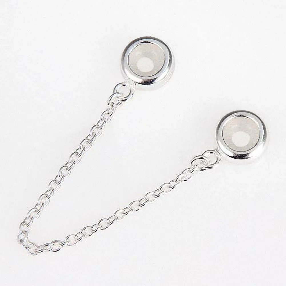 ARTCHARM .925 Sterling Silver Stopper Safety Chain Bead Charm for European Charm Bracelets