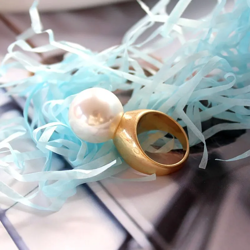 Baroque Round Imitation Pearl Vintage Ring