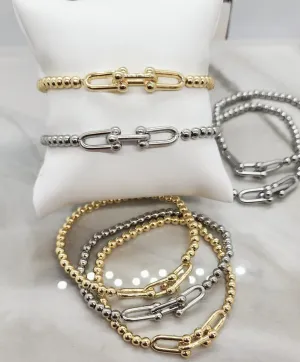 Beaded Bracelet with Carabiner