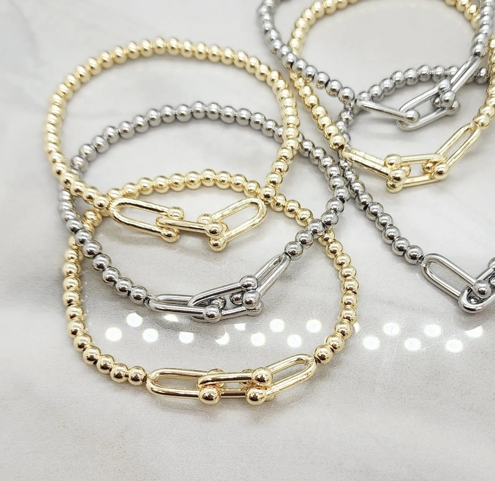 Beaded Bracelet with Carabiner