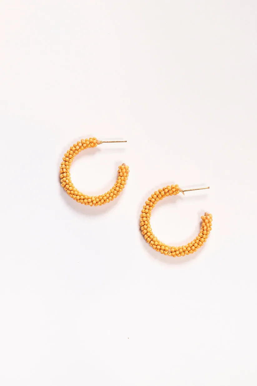 Beaded Hoops in Tangerine