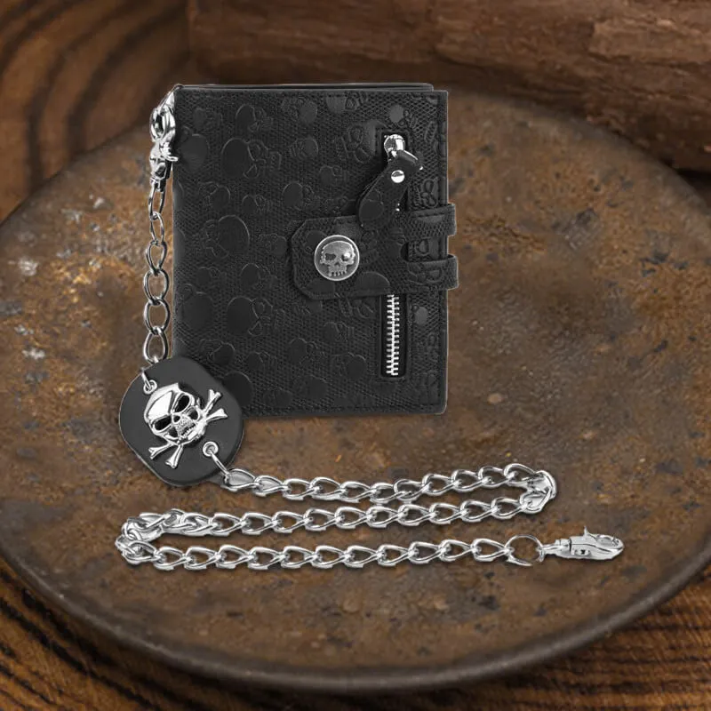 Black Crossbone Skull Multi-Purpose Punk Wallet