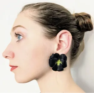 Black Pansy Earrings