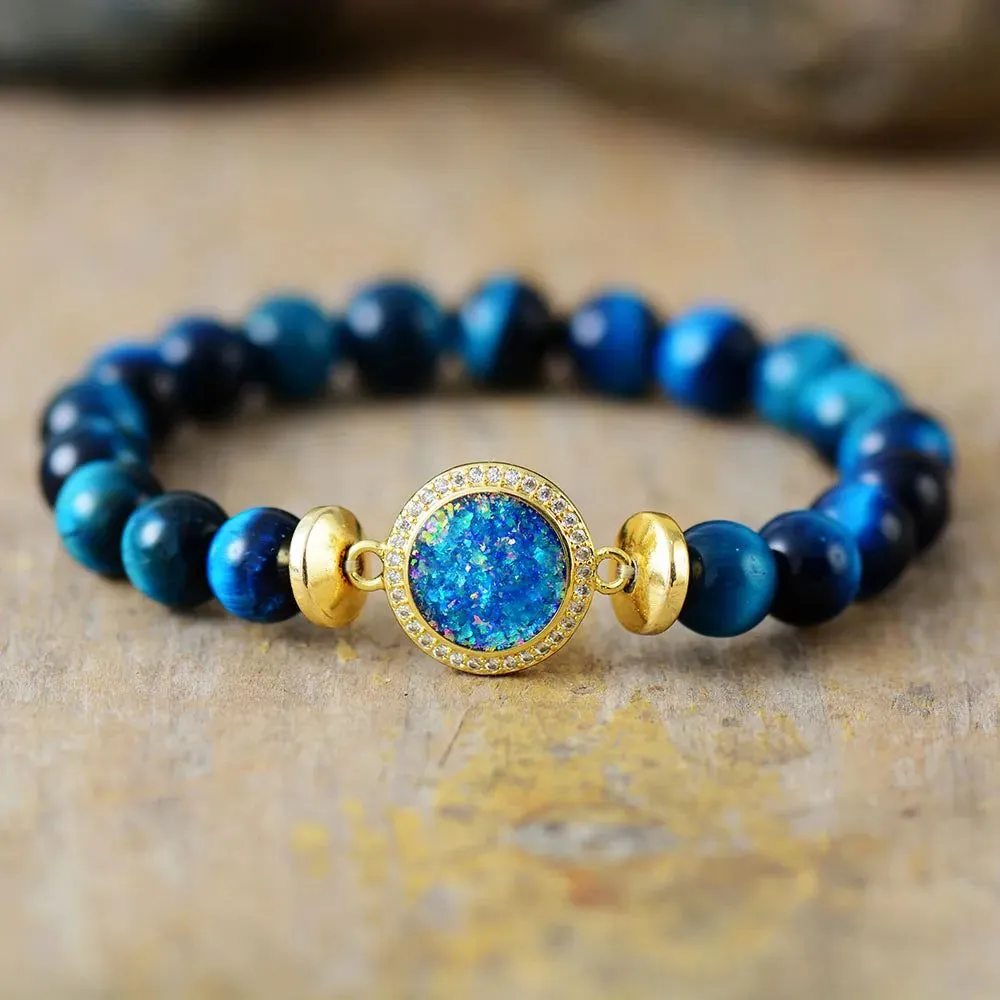 Blue Tiger Eye Elastic Bracelet