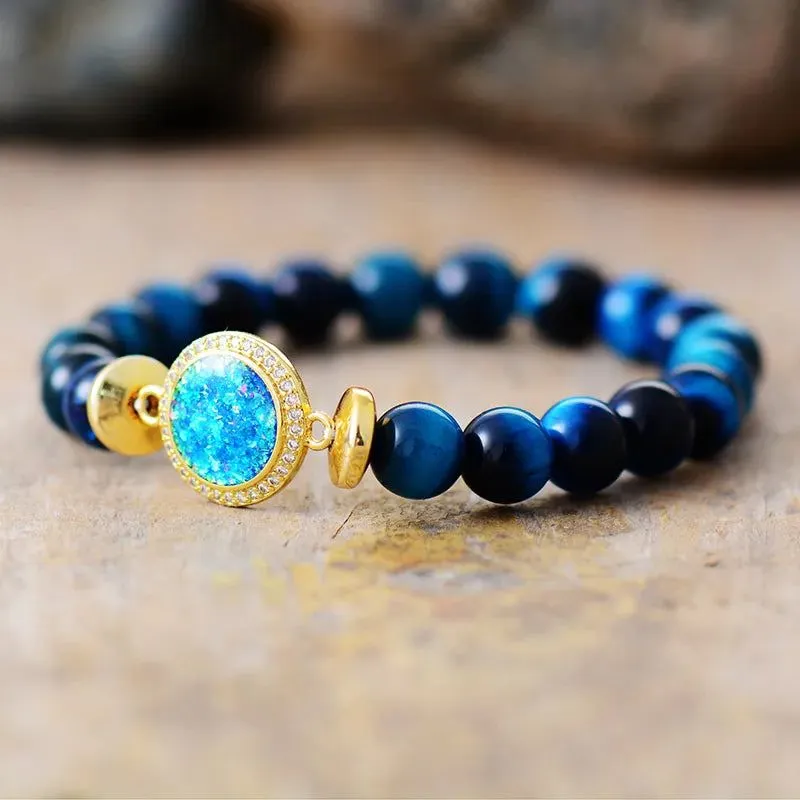 Blue Tiger Eye Elastic Bracelet