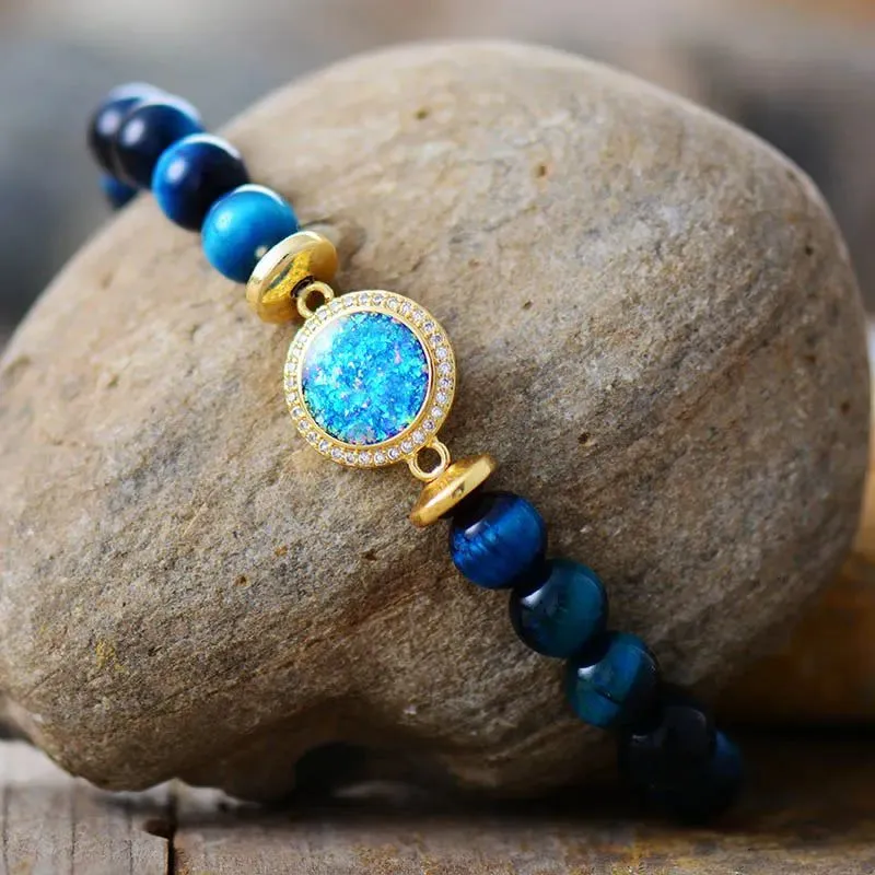 Blue Tiger Eye Elastic Bracelet