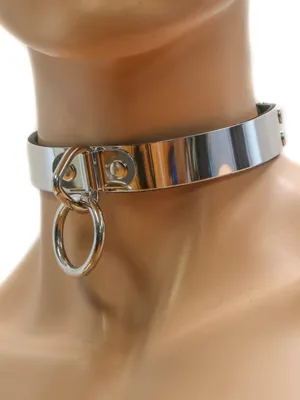 Bondage Choker with Metal Plate