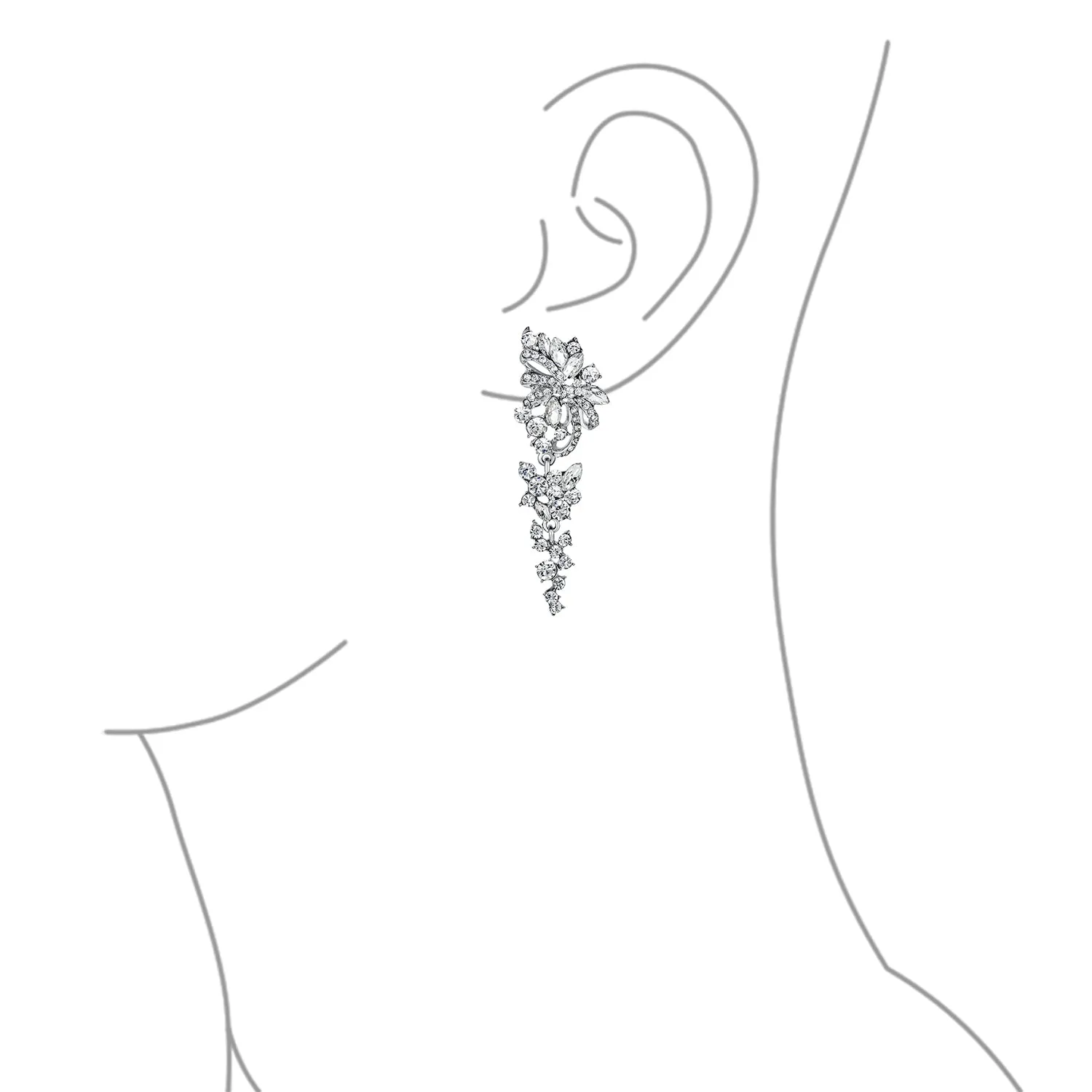 Bridal Wedding Dangle Earrings Crystal Flower Bow Chandelier Pink or Silver
