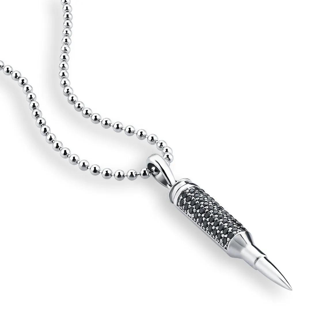 Bullet Pave Pendant - Solid Silver