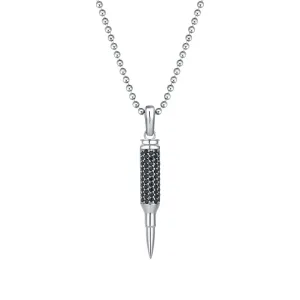 Bullet Pave Pendant - Solid Silver