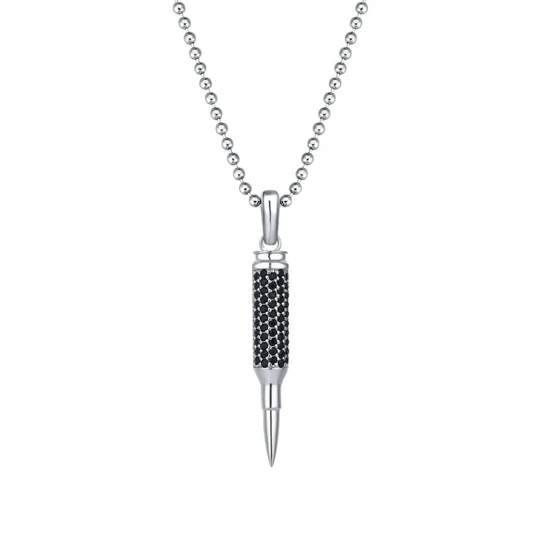 Bullet Pave Pendant - Solid Silver