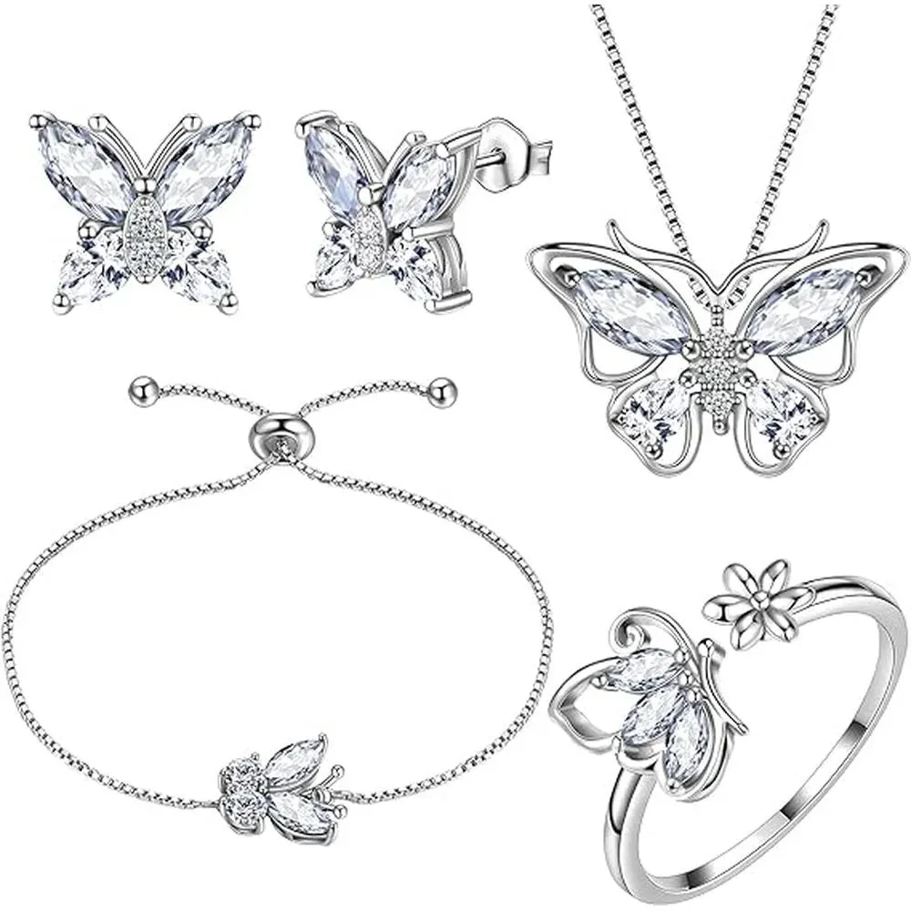 Butterfly Birthstone Jewelry Set