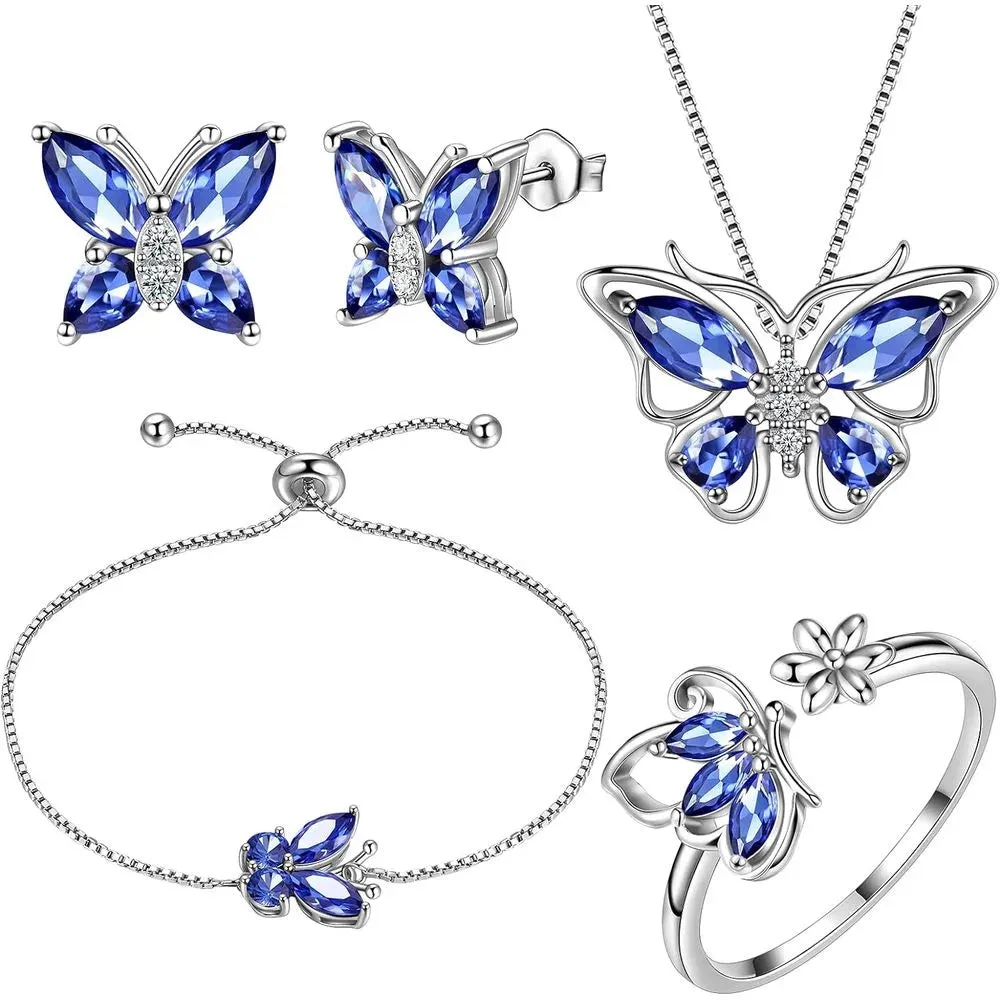 Butterfly Birthstone Jewelry Set