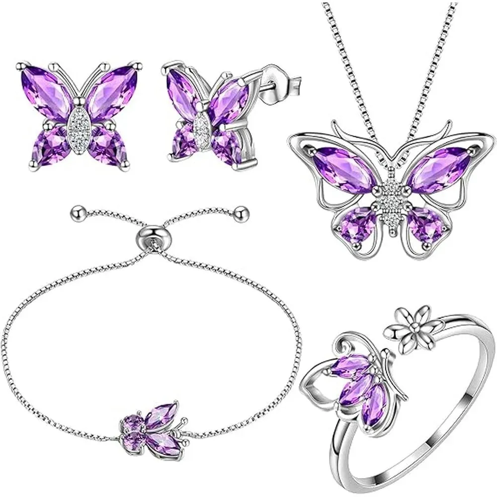 Butterfly Birthstone Jewelry Set