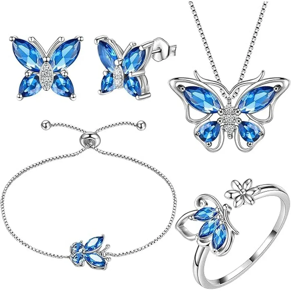 Butterfly Birthstone Jewelry Set