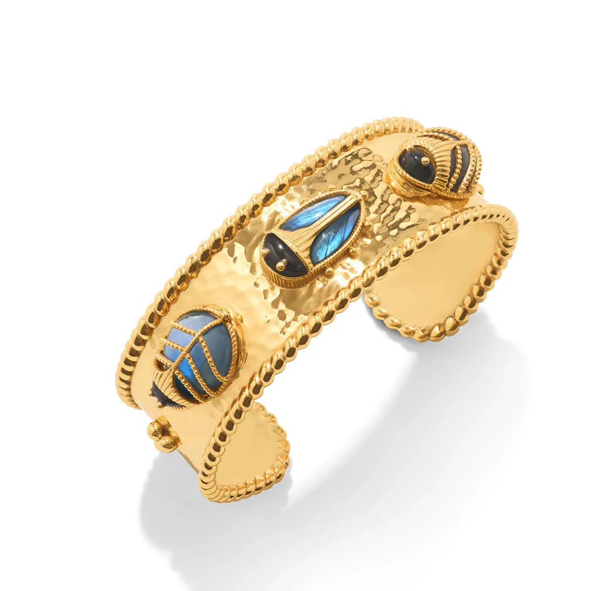CAPUCINE DE WULF - SCARAB FAMILY CUFF BLUE LABRADORITE/BLACK AGATE
