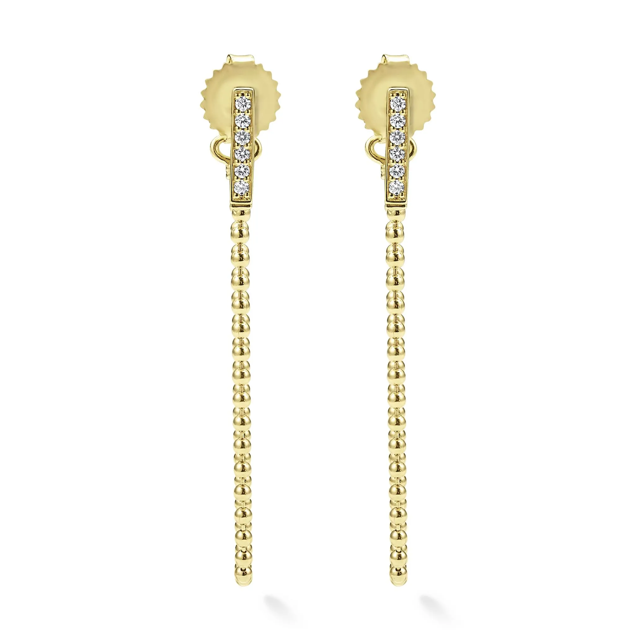 Caviar Gold 18K Gold and Diamond Drop Earrings