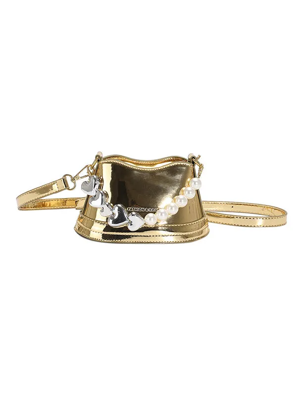 Chains Contrast Color Shiny Bag