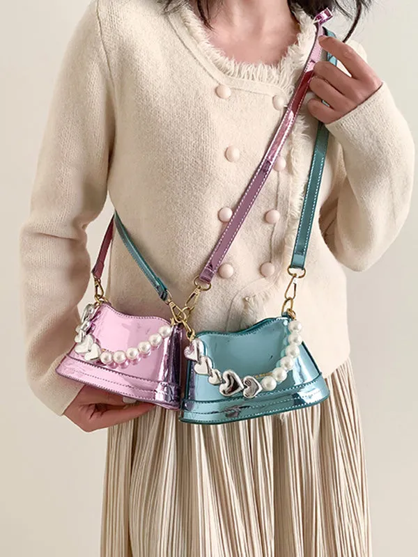 Chains Contrast Color Shiny Bag