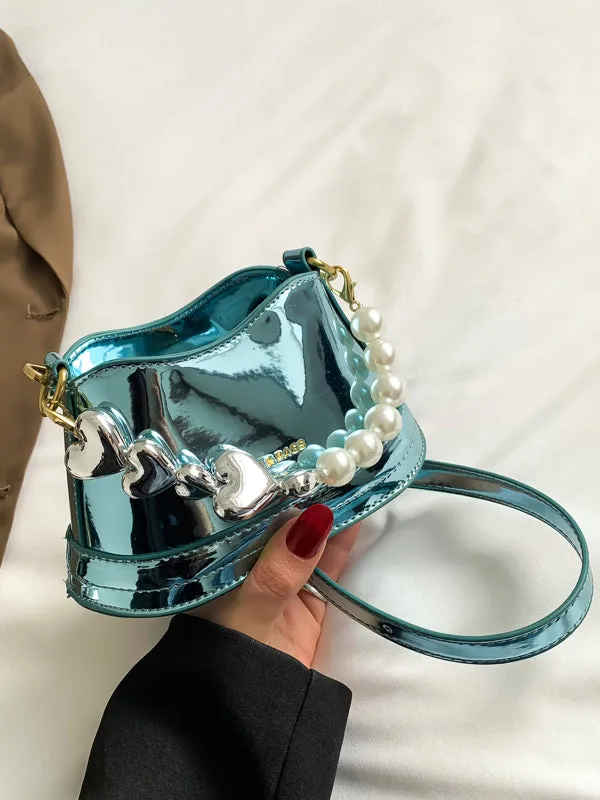 Chains Contrast Color Shiny Bag