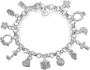 Charm Bracelets for Women S925 Sterling Silver Bracelets for Women Lady's Pendent Charm Wrist Chain Bracelet Bangle