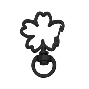 Cherry Blossoms Swivel Snap Hook Keychain Metal Spring Snap Key Ring Black