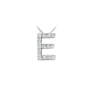 Classic E Initial Diamond Pendant : 14K White Gold - 0.15 CT Diamonds