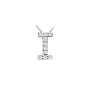 Classic I Initial Diamond Pendant : 14K White Gold - 0.10 CT Diamonds