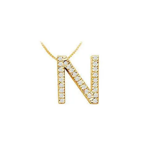 Classic N Initial Diamond Pendant : 14K Yellow Gold - 0.45 CT Diamonds