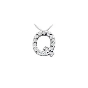 Classic Q Initial Diamond Pendant : 14K White Gold - 0.15 CT Diamonds