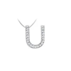 Classic U Initial Diamond Pendant : 14K White Gold - 0.33 CT Diamonds