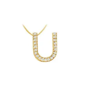 Classic U Initial Diamond Pendant : 14K Yellow Gold - 0.33 CT Diamonds