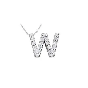 Classic W Initial Diamond Pendant : 14K White Gold - 0.25 CT Diamonds
