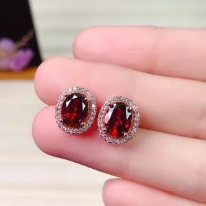 Creative Design Exquisite Crystal Ruby Stud Earrings