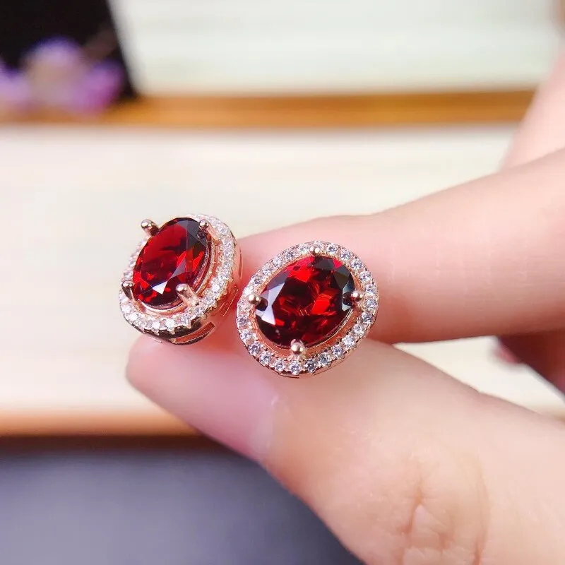 Creative Design Exquisite Crystal Ruby Stud Earrings