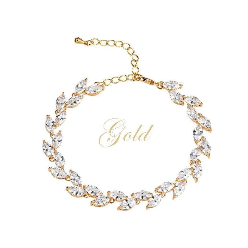 Crystal Wedding Bracelet, Gold or Silver, 7268-7271