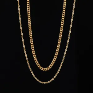 Cuban Link  Rope Chain Stack - Gold RG131 RG122