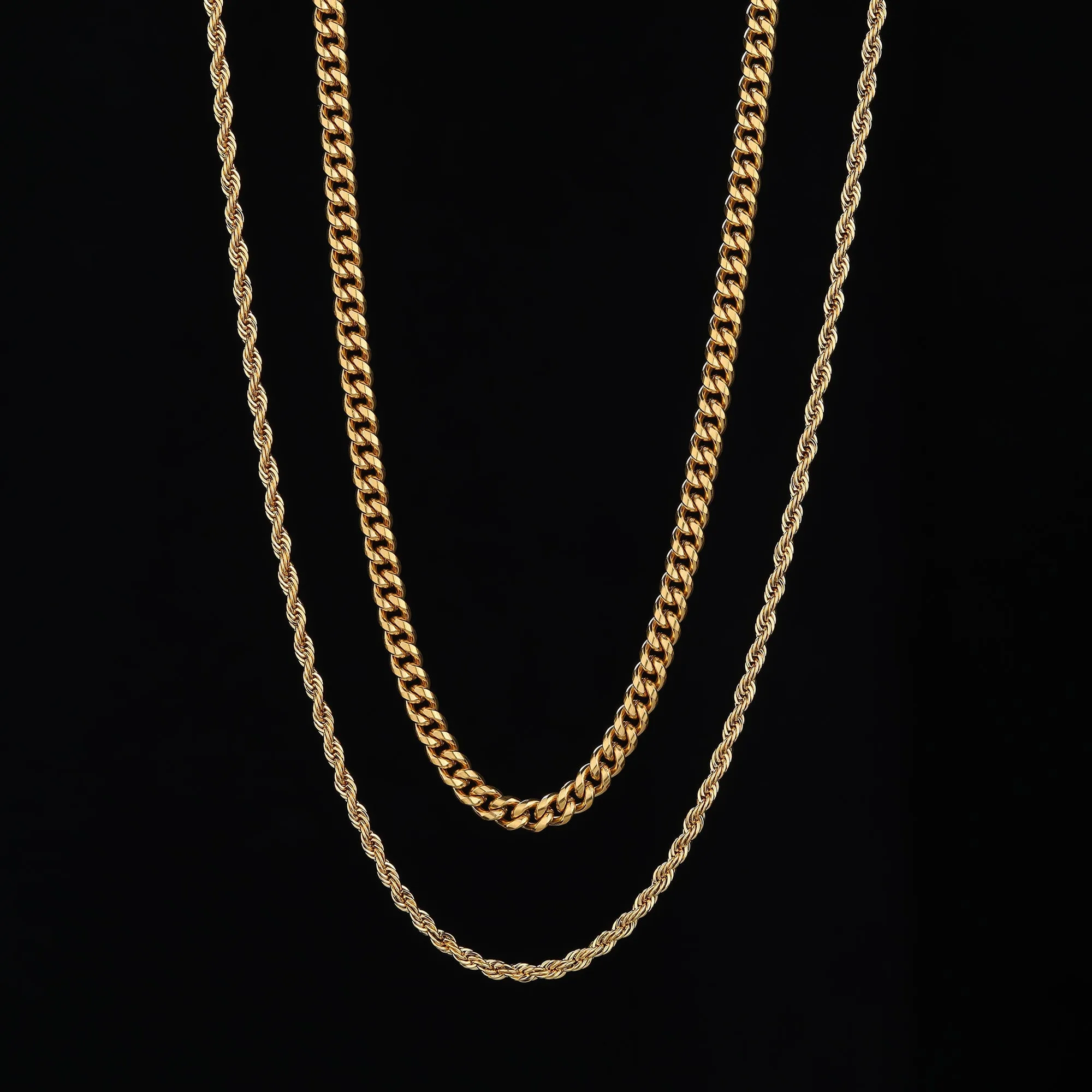 Cuban Link  Rope Chain Stack - Gold RG131 RG122